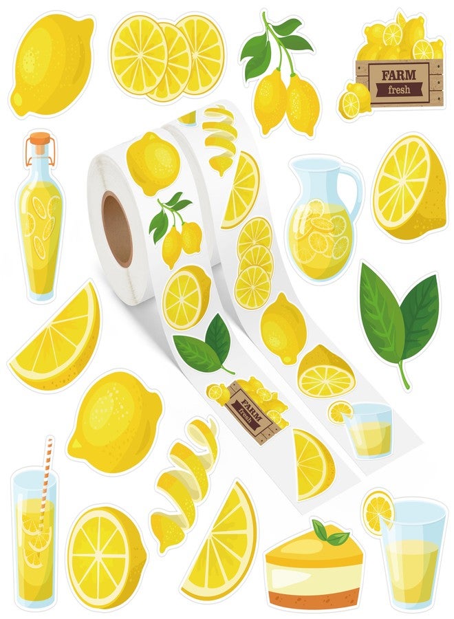 A1diee Yellow Lemon Sticker Roll- 1000Pcs Spring Summer Clementine Fruit Waterproof Aesthetic Decals for Scrapbook Crafts Laptop Party Supplies Favors Windows Water Bottle Home Decor Guiatr Birthday - Image 1